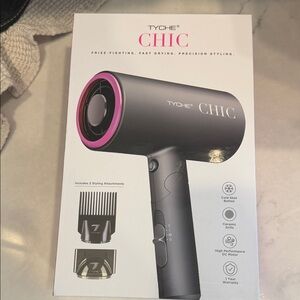 Tyche Chic Hair Dryer in Black with Pink Trim